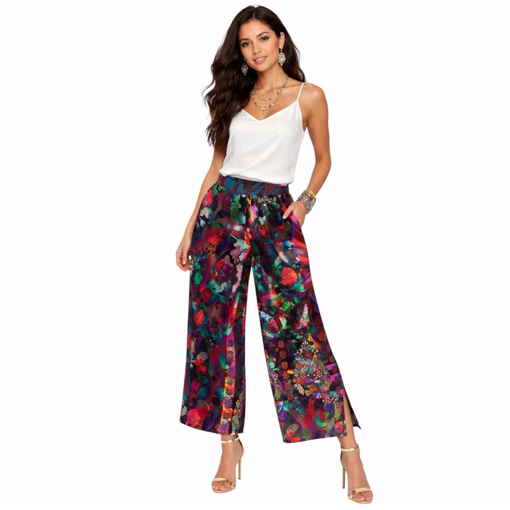 NWT Orientique Tropical Palazzo Pants Sz L